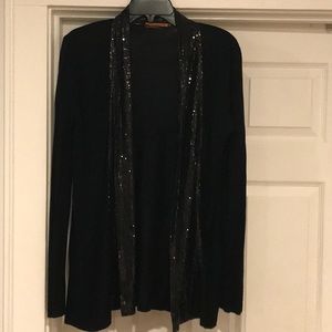 BELLDINI X-Large Black Sequin 30 inches long  cardigan sequin trim all around